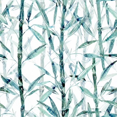Papier peint à motif  Branches de bambou bleu