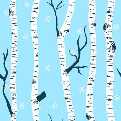 Papier peint à motif  Branches sombres poussant à partir d'un bouleau