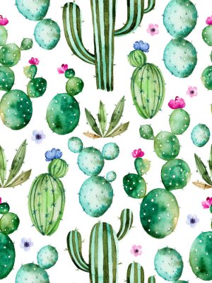 Papier peint à motif  Cactus et autres plantes tropicales