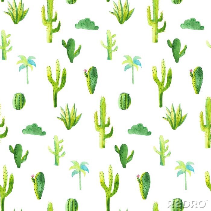 Papier peint à motif  Cactus verts doux