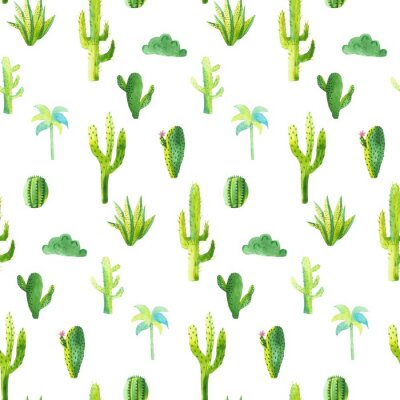 Papier peint à motif  Cactus verts doux