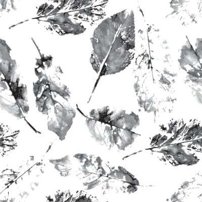 Papier peint à motif  Calque de feuilles – aquarelle grise
