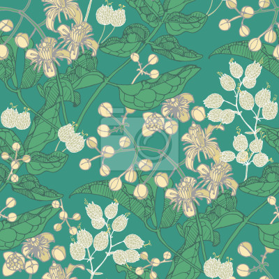 Papier peint à motif  Campion de la vessie et du clématite