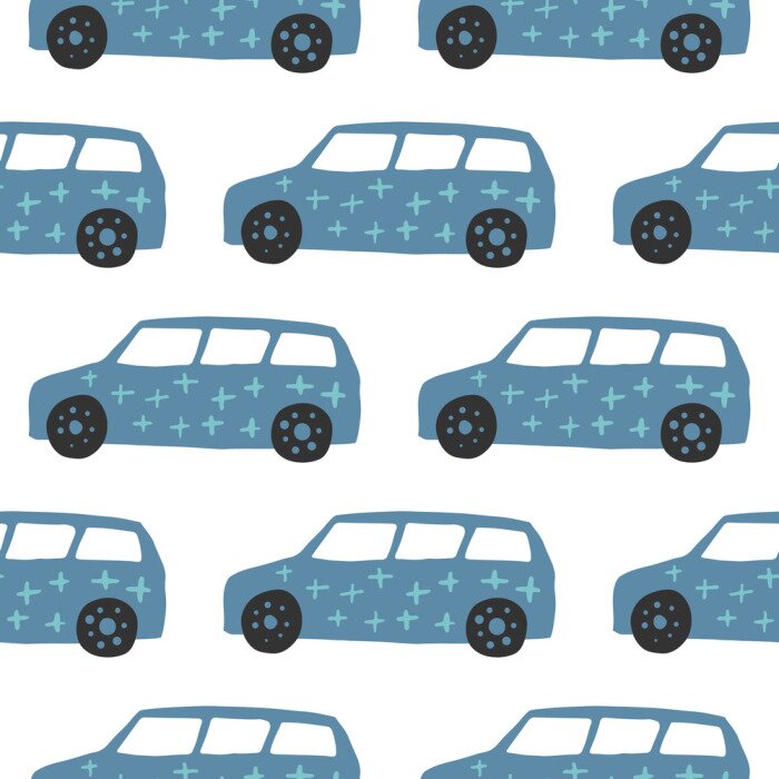 Papier peint à motif  Car seamless pattern. Doodle cars vector illustration.