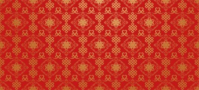 Papier peint à motif  Caractères asiatiques sur fond rouge