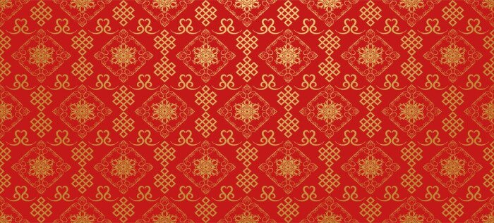 Papier peint à motif  Caractères asiatiques sur fond rouge