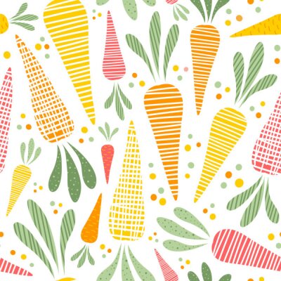 Papier peint à motif  Carottes à motifs colorés