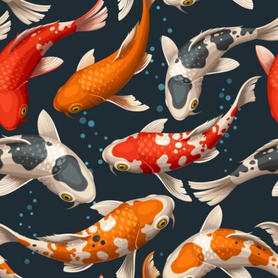 Papier peint à motif  Carpes koï colorées