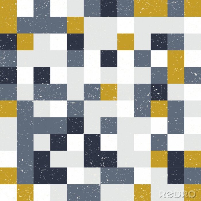 Papier peint à motif  Carrés vintage multicolores