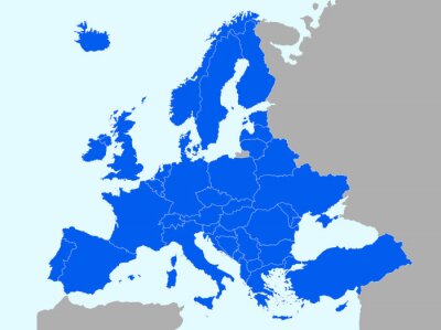 Carte bleue avec l'Europe