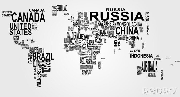 Papier peint à motif  carte du monde avec le nom du pays