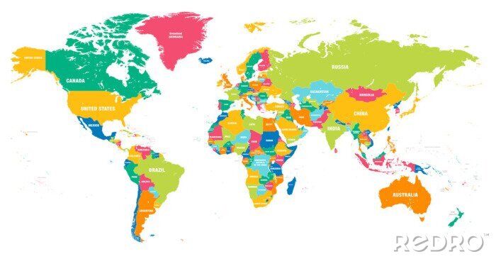 Papier peint à motif  Carte du monde coloré vecteur
