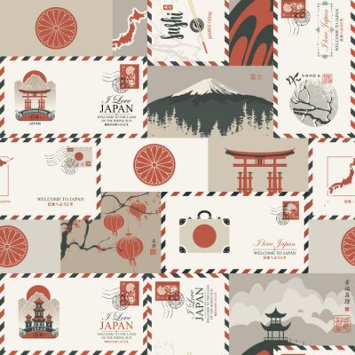 Papier peint à motif  Carte postale du Japon