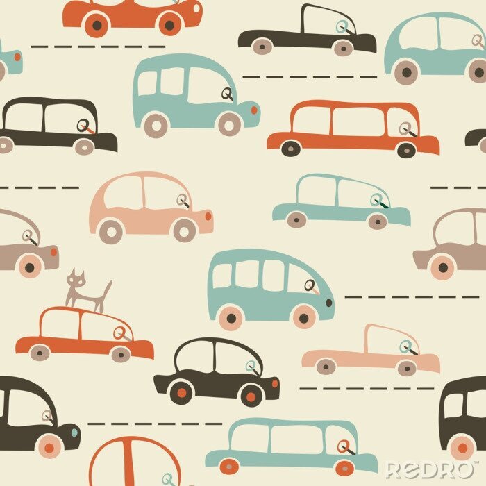 Papier peint à motif  carte transparente de dessin animé de voitures et le trafic