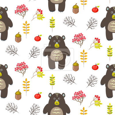 Papier peint à motif  Cartoon Bears In The Wood