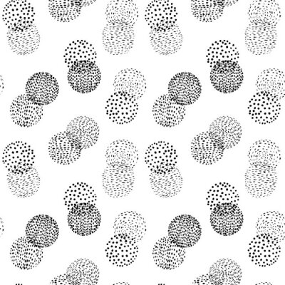 Papier peint à motif  Cercles noirs avec des points dans le style scandinave