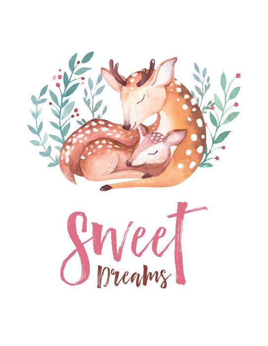 Papier peint à motif  Cerf aquarelle endormi