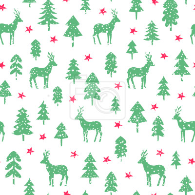 Papier peint à motif  Cerf Dans Une forêt enneigée