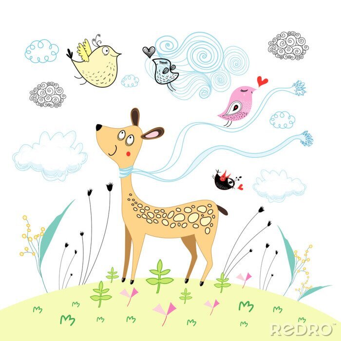 Papier peint à motif  Cerf en écharpe