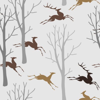 Papier peint à motif  Cerfs en forêt