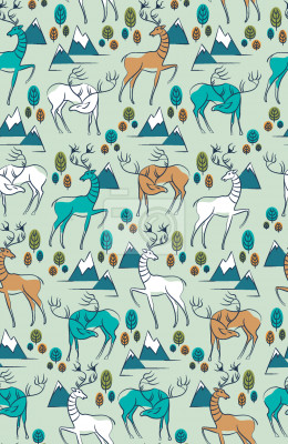 Papier peint à motif  cerfs Gracious