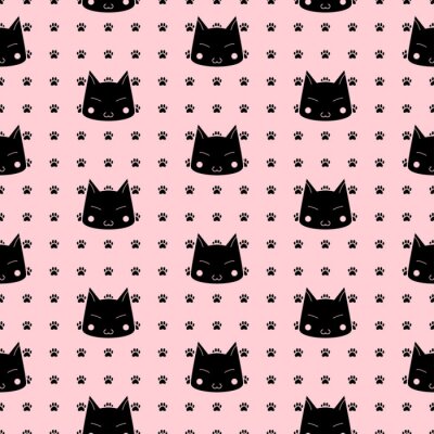 Chapeau de chat imprimé. Vector seamless pattern.