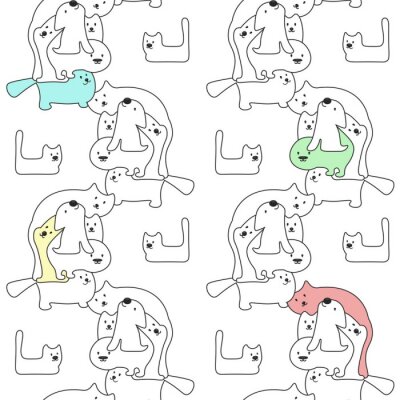 Papier peint à motif  Chatons abstraits