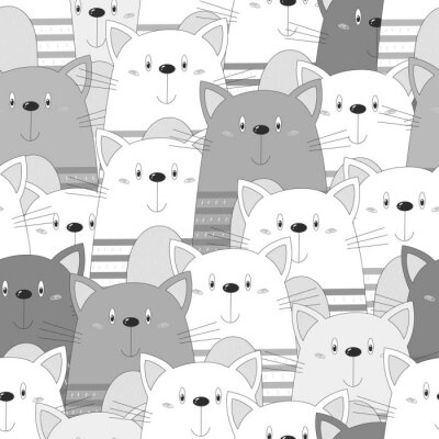 Papier peint à motif  Chatons gris