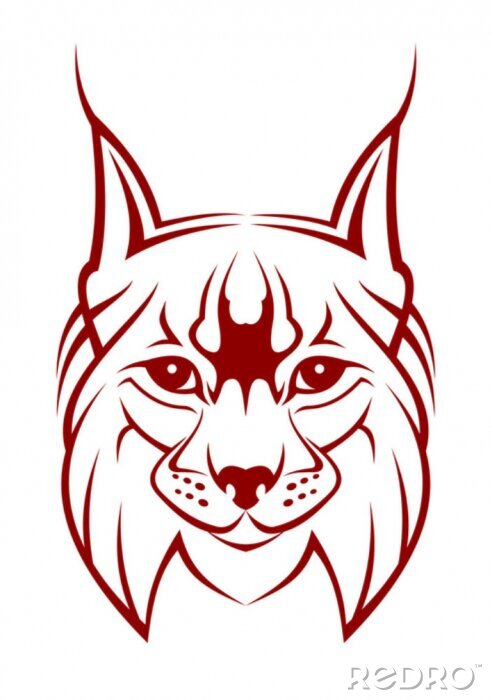 Papier peint à motif  Chef de lynx comme une mascotte isolé sur blanc