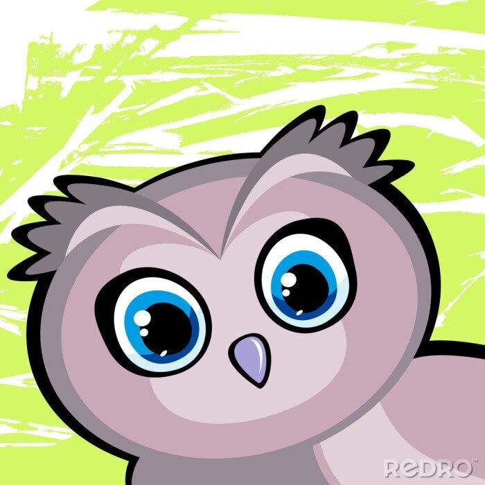 Papier peint à motif  Chouette amicale sur fond vert