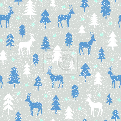 Papier peint à motif  Chutes de neige dans la forêt