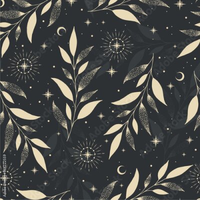 Papier peint à motif  Ciel nocturne avec des décorations bohèmes