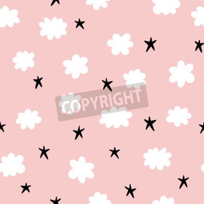 Papier peint à motif  Ciel rose avec des nuages