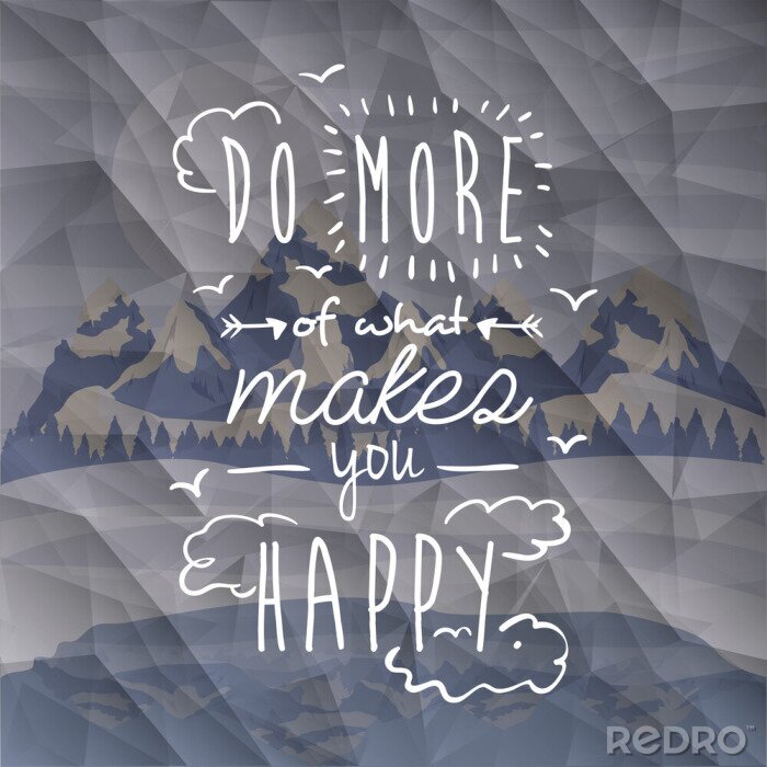 Papier peint à motif  Citation typographique entourée de nuages