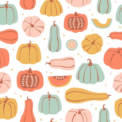 Papier peint à motif  Citrouilles aux couleurs chaudes de l'automne