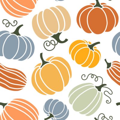 Papier peint à motif  Citrouilles de différentes formes et couleurs