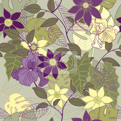 Papier peint à motif  Clematie