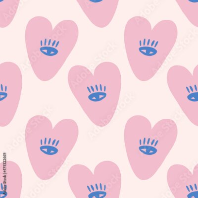 Papier peint à motif  Coeurs avec un oeil bleu