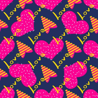 Papier peint à motif  Coeurs et inscriptions dans le style du graffiti