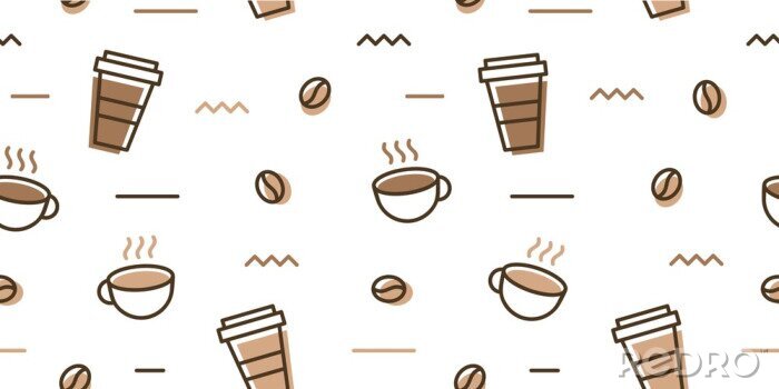 Papier peint à motif  coffee bean mug cup memphis seamless pattern white background wallpaper download