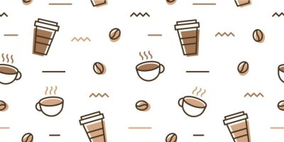 Papier peint à motif  coffee bean mug cup memphis seamless pattern white background wallpaper download