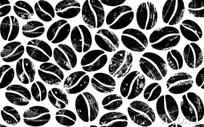 Papier peint à motif  Coffee Beans on White Background. Vector Abstract Seamless  Pattern.