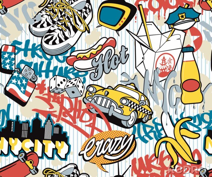 Papier peint à motif  Collage avec des symboles de New York