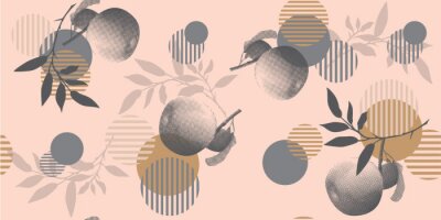 Papier peint à motif  Collage géométrique avec des pommes