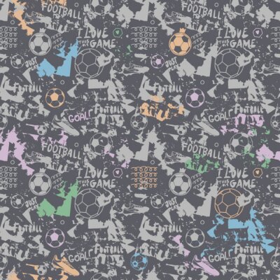 Papier peint à motif  Colorful seamless pattern for football for the boys' textiles. Grunge background for the design of sports flyers, banners. Print for children's t-shirts.