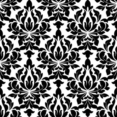 Papier peint à motif  Coloris noir floral seamless pattern arabesque