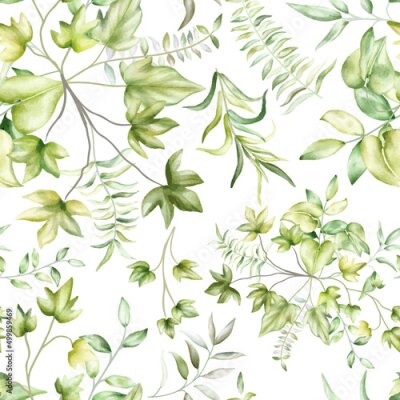 Papier peint à motif  Composition avec des feuilles de plantes grimpantes