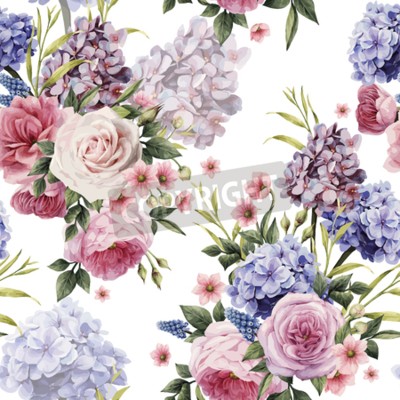 Papier peint à motif  Composition de bouquets de pivoines