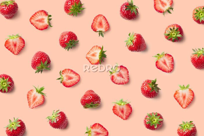 Papier peint à motif  Composition fraise
