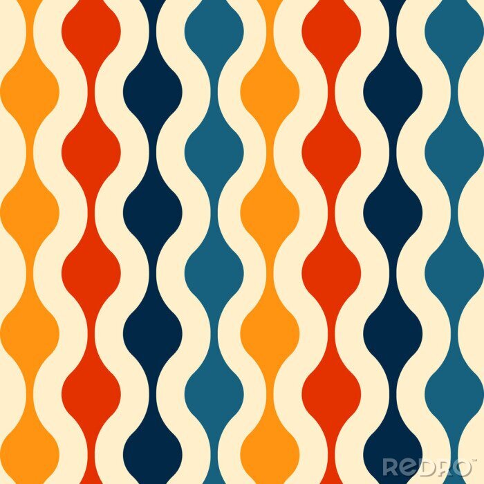 Papier peint à motif  Composition géométrique colorée de style rétro